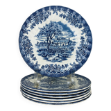 7 Myott The Brook English Ironstone Dessert Plates