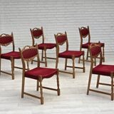 1970s, set of 6 Danish dining chairs, oak wood, furniture wool.