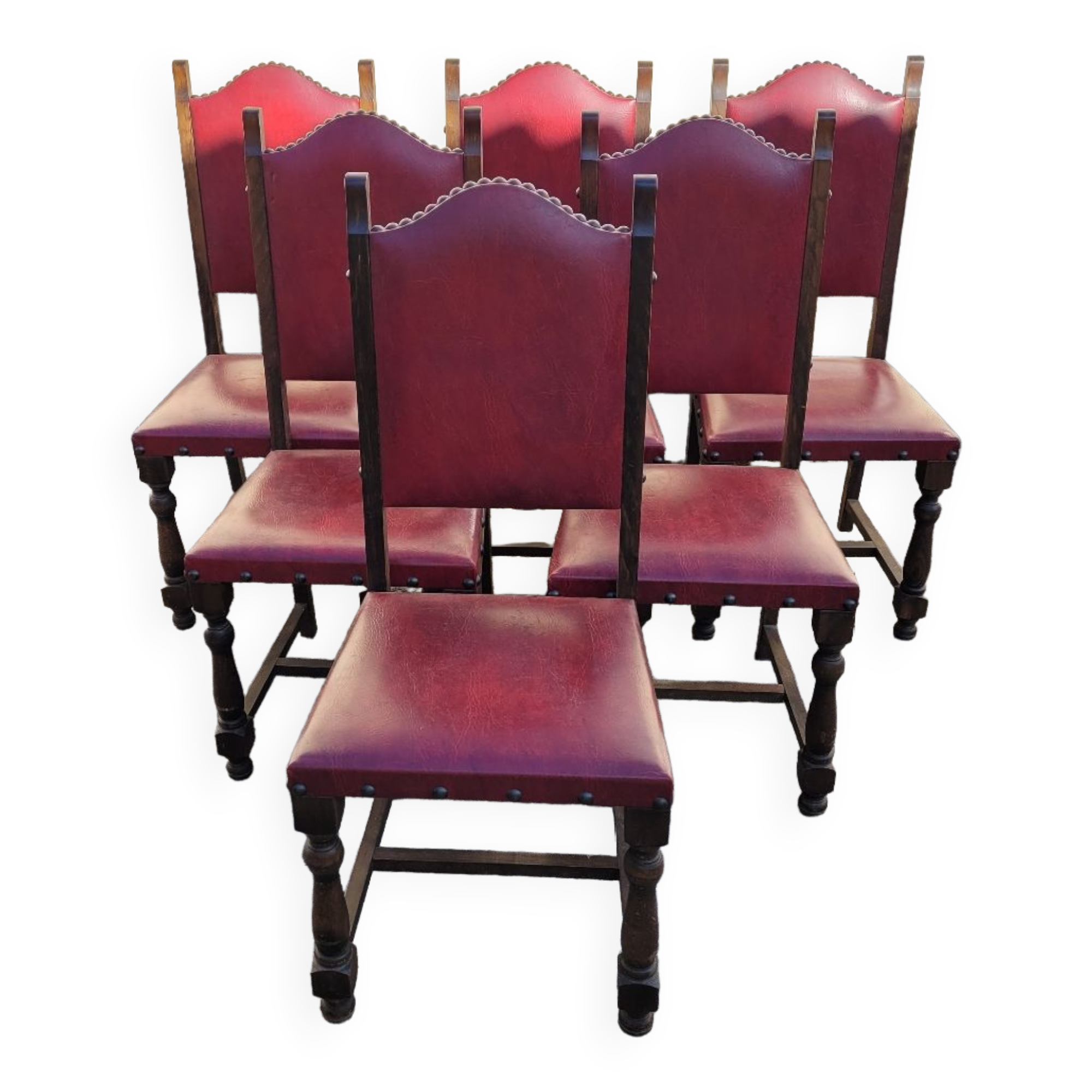 6 chaises anciennes bordeaux