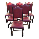 6 chaises anciennes bordeaux