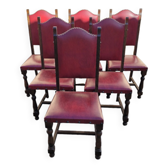 6 chaises anciennes bordeaux