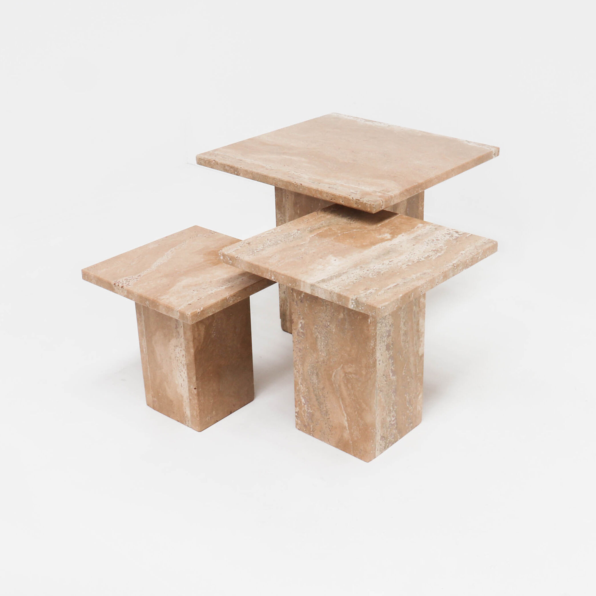 Set of mid century brown marble nesting tables