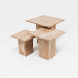 Set of mid century brown marble nesting tables