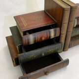 Pair of bookends (& secret boxes) in trompe l'oeil Stacked books