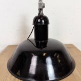 Black Enamel Industrial Pendant Lamp from AEG, 1930s