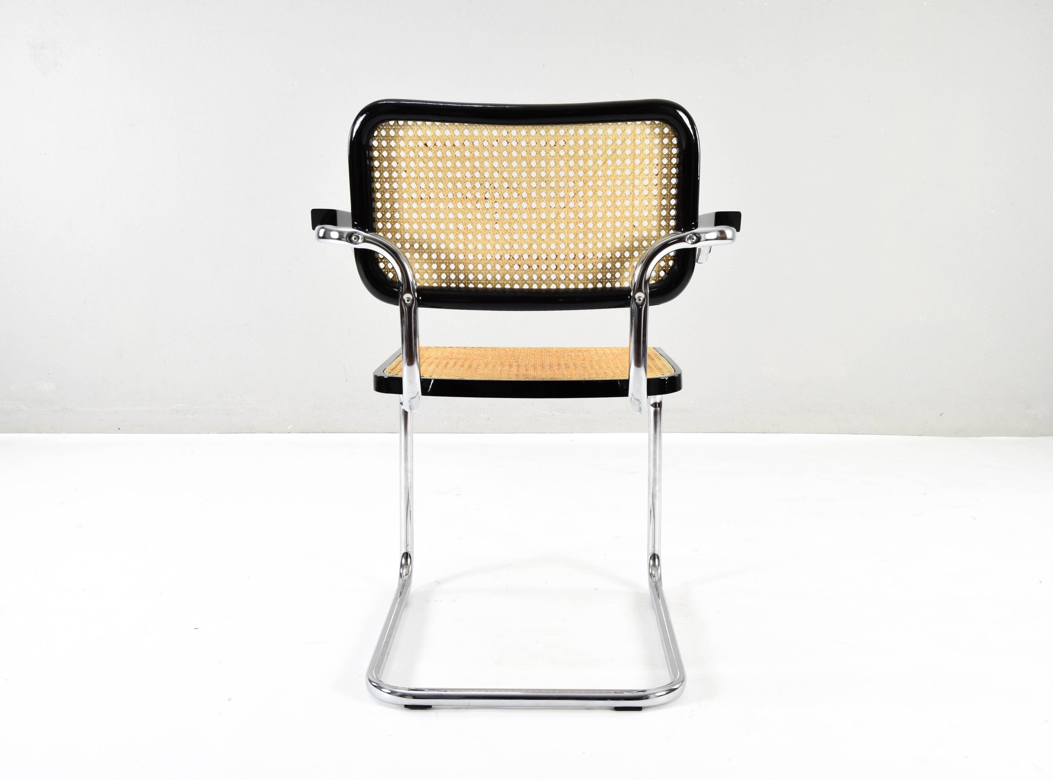 Set of Four Mid-Century Italian Modern Marcel Breuer B64 Cesca Chairs, 1970