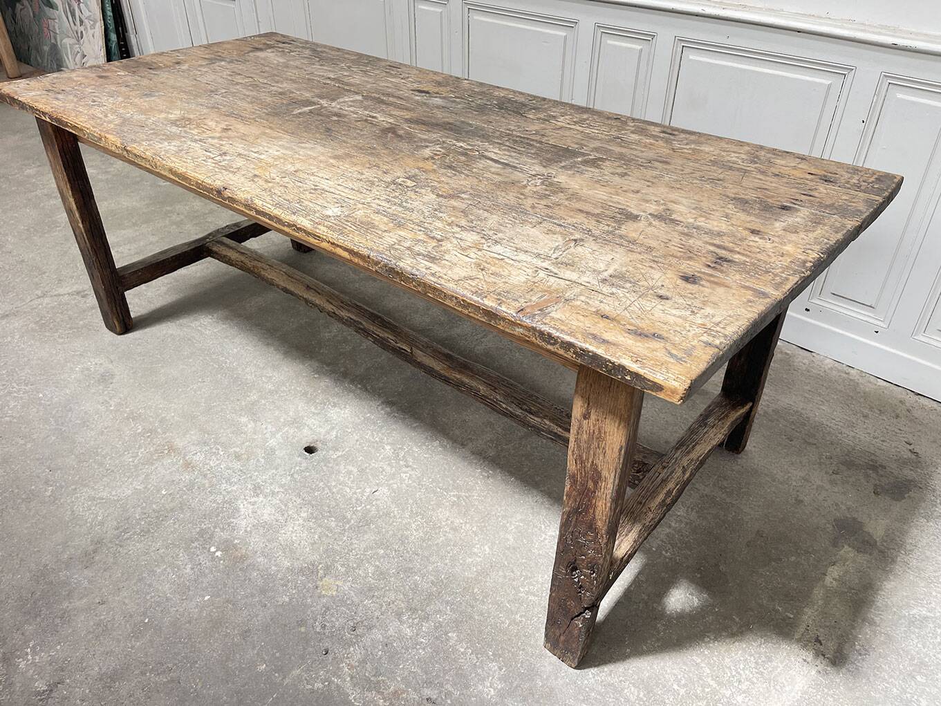 Table de ferme 1900 en chêne "Ruoms"
