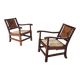 Arts & Crafts Handcrafted Low Lounge Armchairs, Belgium, 1920s, Set of 2