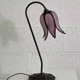Flower lamp in bronze metal and glass paste