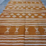 Moroccan Berber yellow kilim carpet made entirely by hand in pure wool