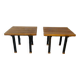 paire de petites tables d'appoint en chêne et métal
