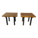 paire de petites tables d'appoint en chêne et métal