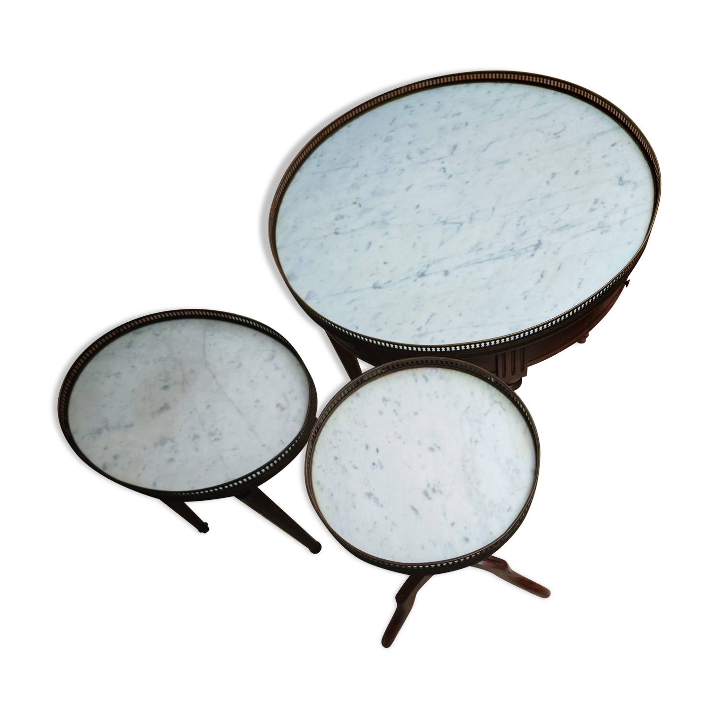 3 tripod bouillotte tables in Louis XVI style