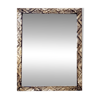 Small Art Petitdéco carved wooden mirror, Silver leaf - "Hector"