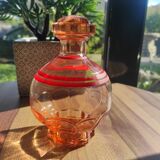 Vintage pink glass flask / bottle / carafe with matching stopper