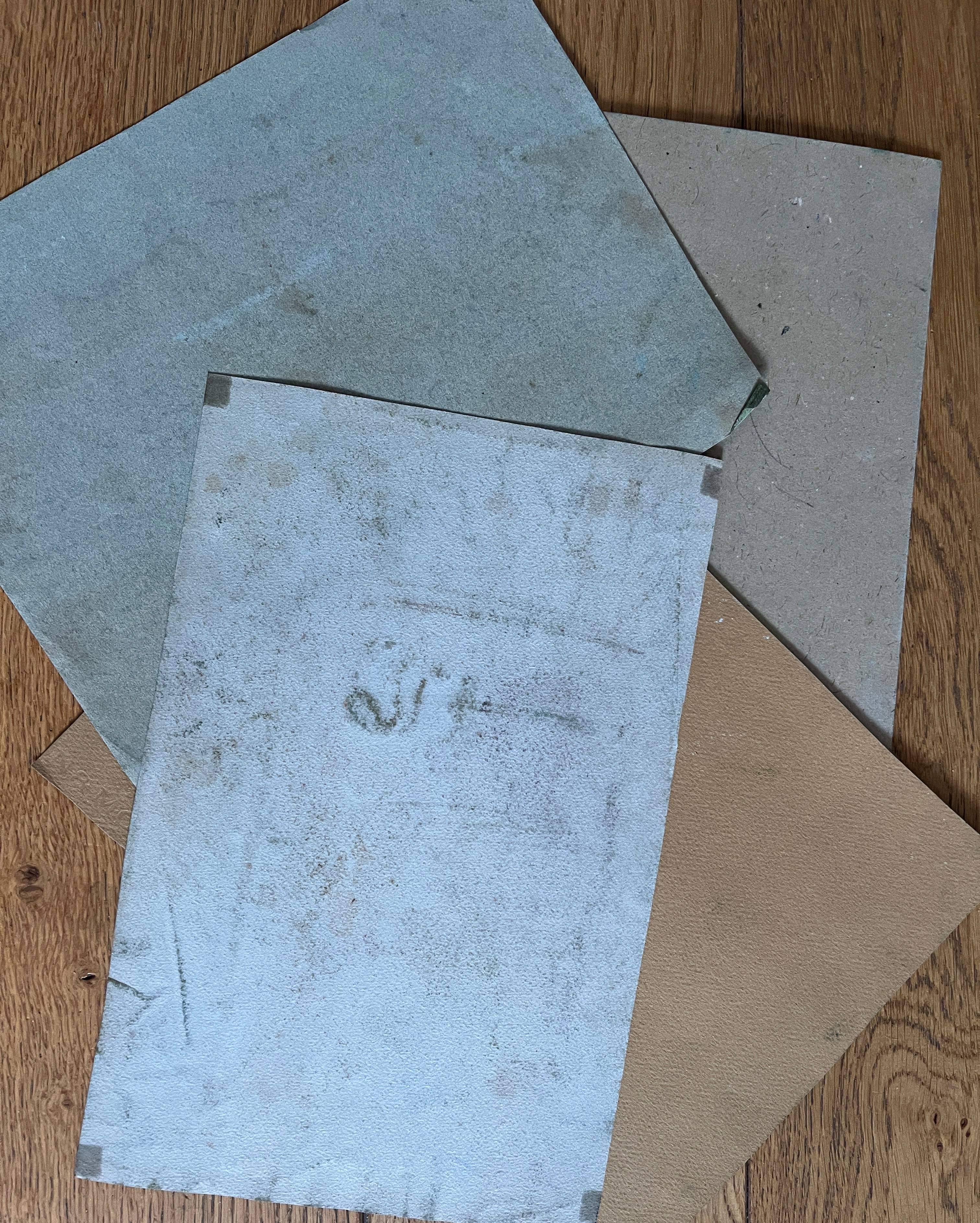 Paintings set of 4 drawings by Ed. Pannetier (1884-1965) Provence Côte d'Azur