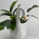 Vintage white and gold ceramic swan planter