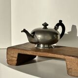Small teapot, pewter coffee pot flattened oval shape