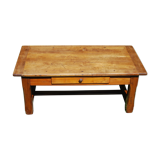 Rustic old wooden coffee table with crossbar and drawer