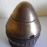 Ancien encrier de poilu - 1914/1918 - Artisanat de tranchées - Laiton, cuivre - Pièce de collection
