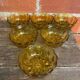 Salad bowl + 6 vintage amber orange moulded glass bowls from the 1970s.