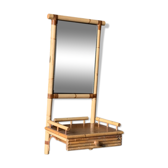 Wall mirror - 1 rattan drawer