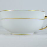 Green and gilded LIMOGES porcelain cup and cup lunch