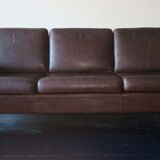Mid-century danish 3seater sofa in dark brown leather