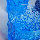 Set verre coloré 'textured bark' par Geoffrey Baxter 60's