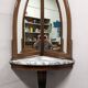 Console d'angle et son double miroir Art déco en noyer, France vers 1920