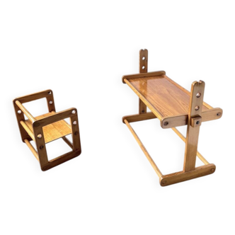 Bauhaus pine children's desk and chair