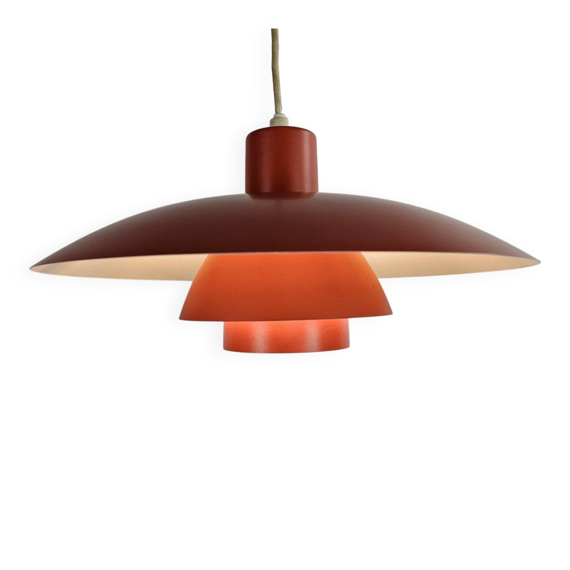 Louis Poulsen PH 4/3 pendant lamp orange metal shades by Poul Henningsen