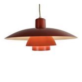 Suspension Louis Poulsen PH 4/3 avec abat-jours en métal orange par Poul Henningsen