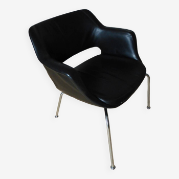 Black leather and chrome armchair