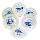 Service of 6 stylised fish dinner plates – Jammet Seignolles