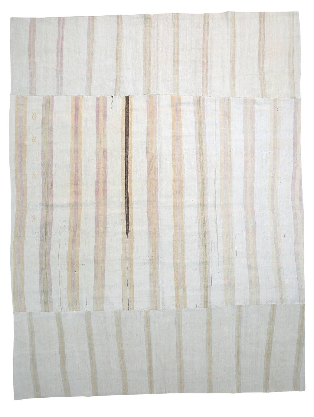 9x12 White & Cream Modern Striped Kilim Rug, 268c358Cm
