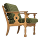 Fauteuil en bois de chêne en laine d'ameublement, état d'origine.