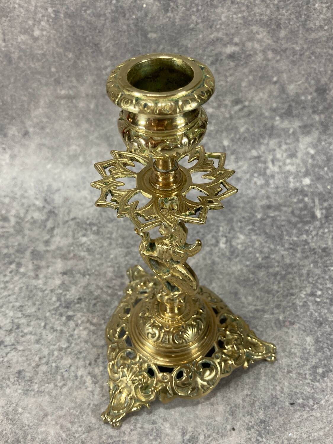 Gilt bronze chandelier/candlestick, Griffin, Mythical Animal, Bestiary, 1880