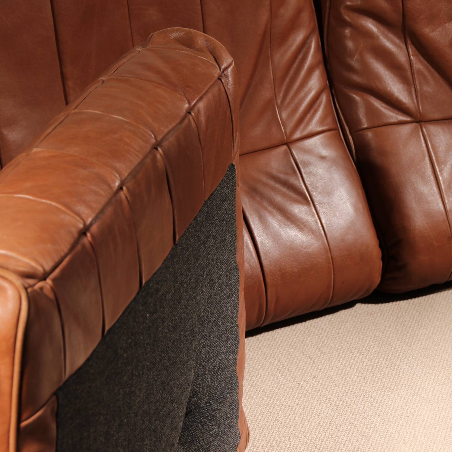 Lit de jour 'DS-80' en cuir patchwork cognac par De Sede, Suisse