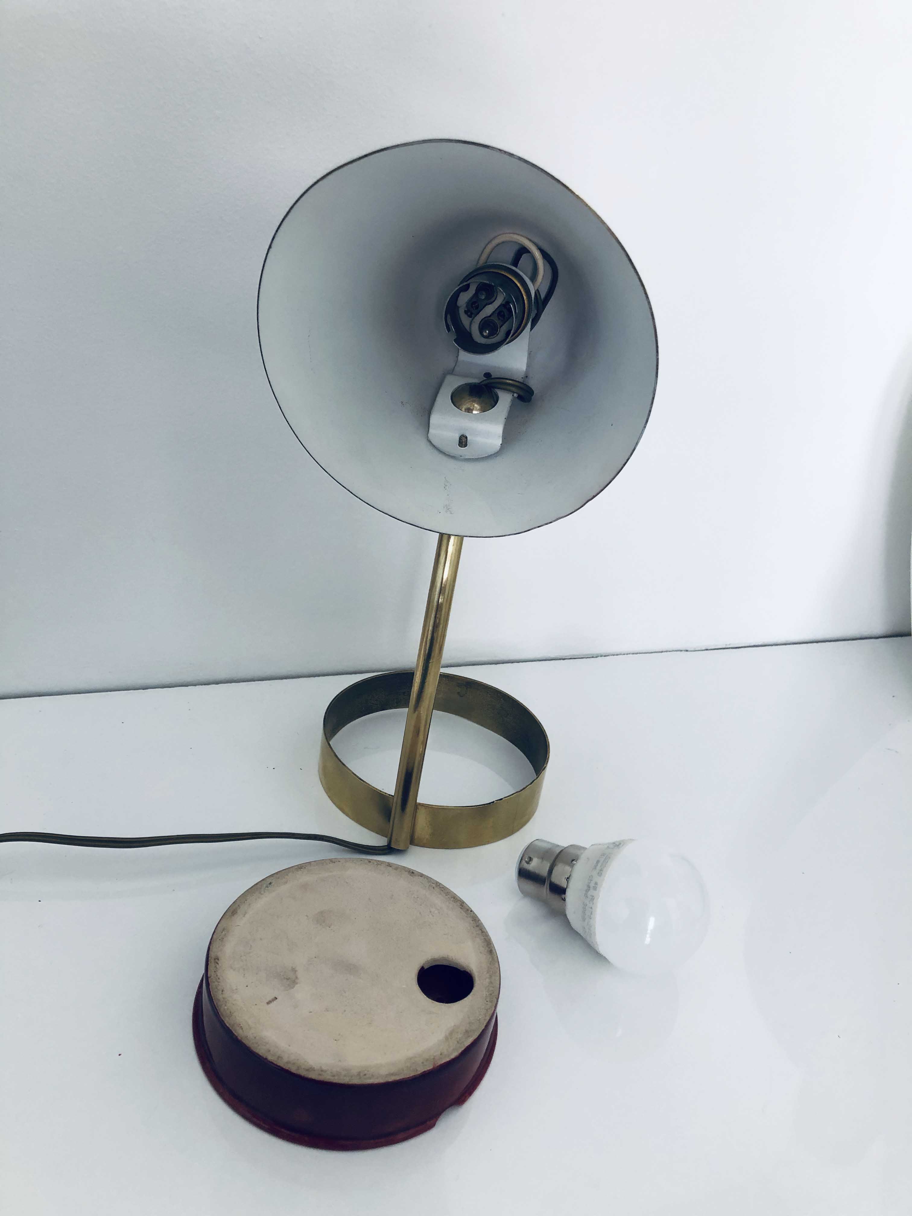 Brass and ceramic bedside lamp 1950