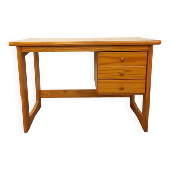 Bureau vintage en pin avec pieds traîneau des années 70 80