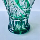 Vase Art Déco en cristal taillé vert
