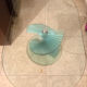 90s Sculptural Glass Coffee Table - Aqua Spiral Base