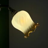 Vintage tulip wall light in white and amber glass