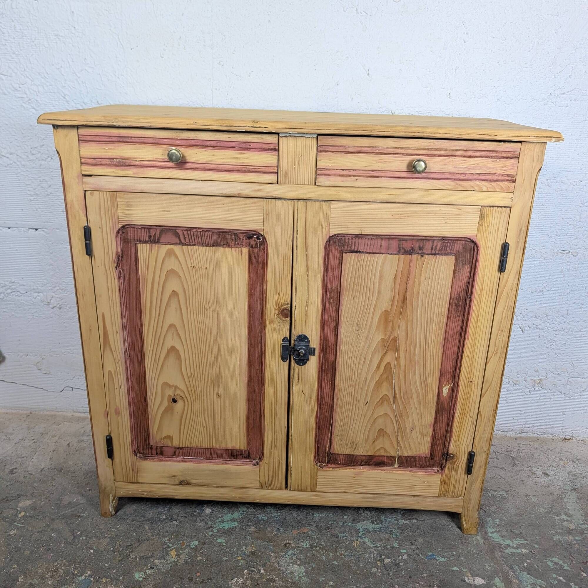 Rustic pine sideboard with two doors