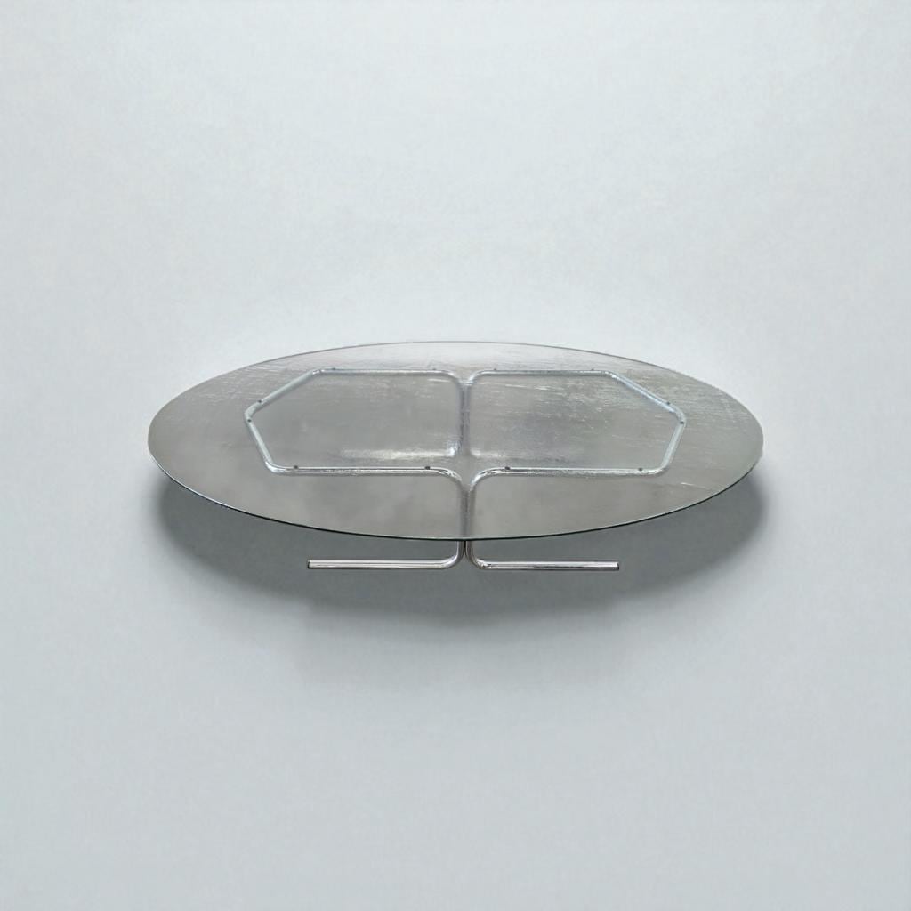 Table basse XL vintage en verre avec cadre chromé