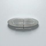 Table basse XL vintage en verre avec cadre chromé