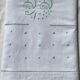 Drap 2 places brodé BB, pastilles, double jour échelle couleur vert clair