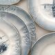 6 antique dessert plates in "Marine" faience from Orchies