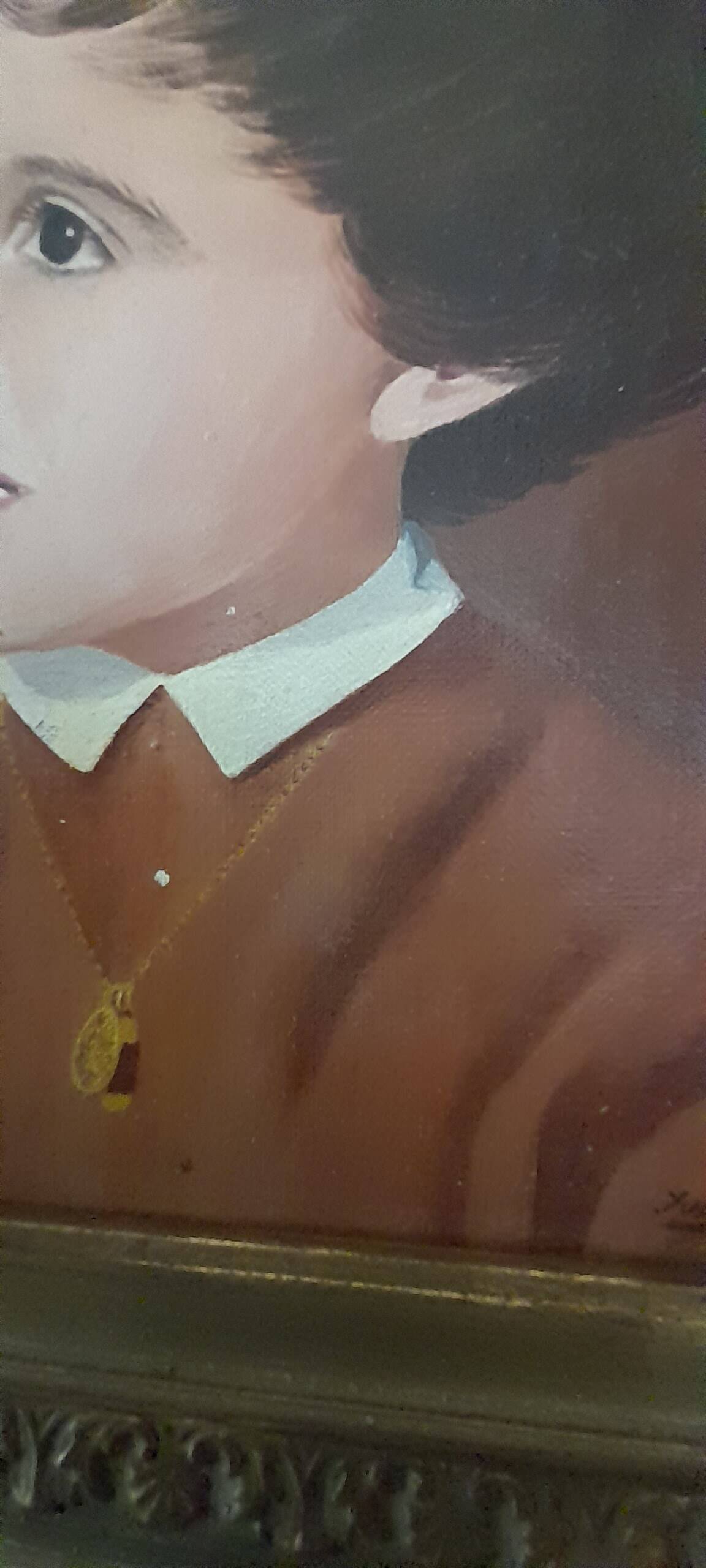 Portrait of a child signed Yvonne Hiack late 19th century 54 X 47 cm